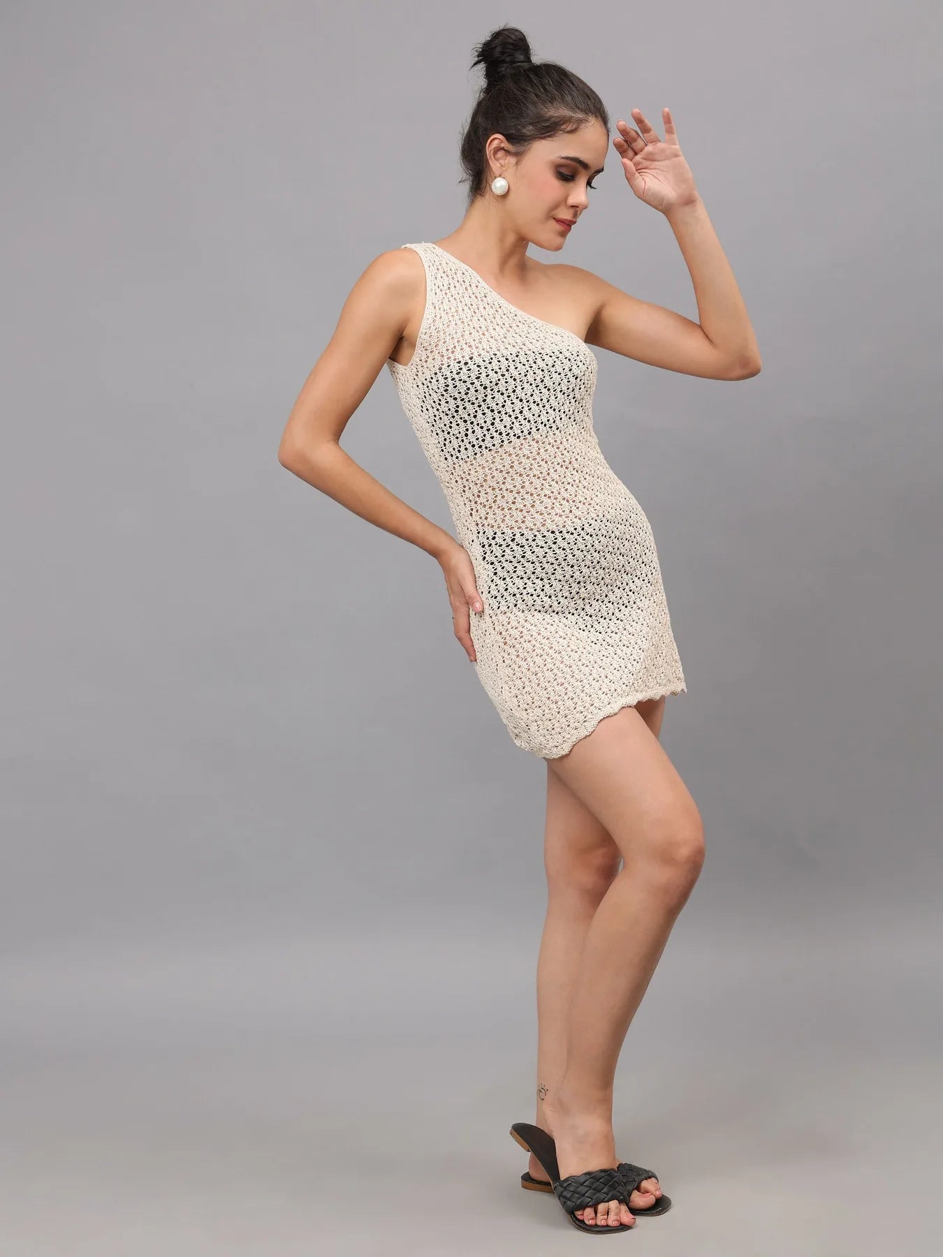 One Shoulder Crochet Cover Up