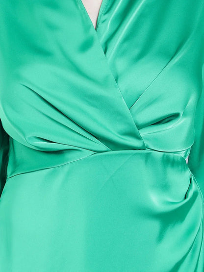Satin Wrap Short Dress