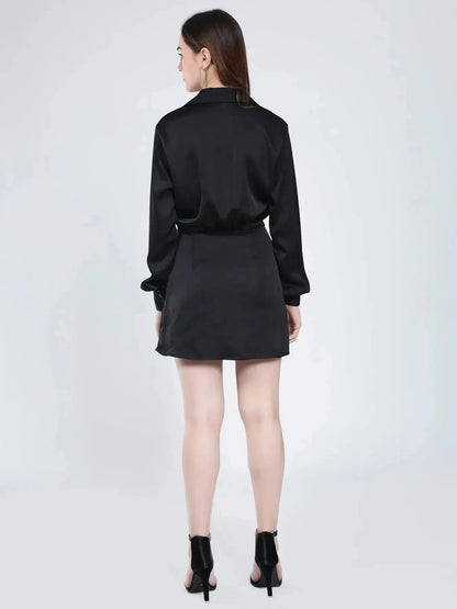 Satin Wrap Short Dress