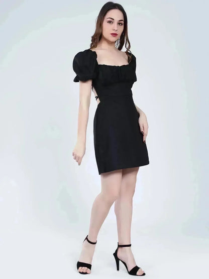 Off Shoulder Puff Sleeves Dress