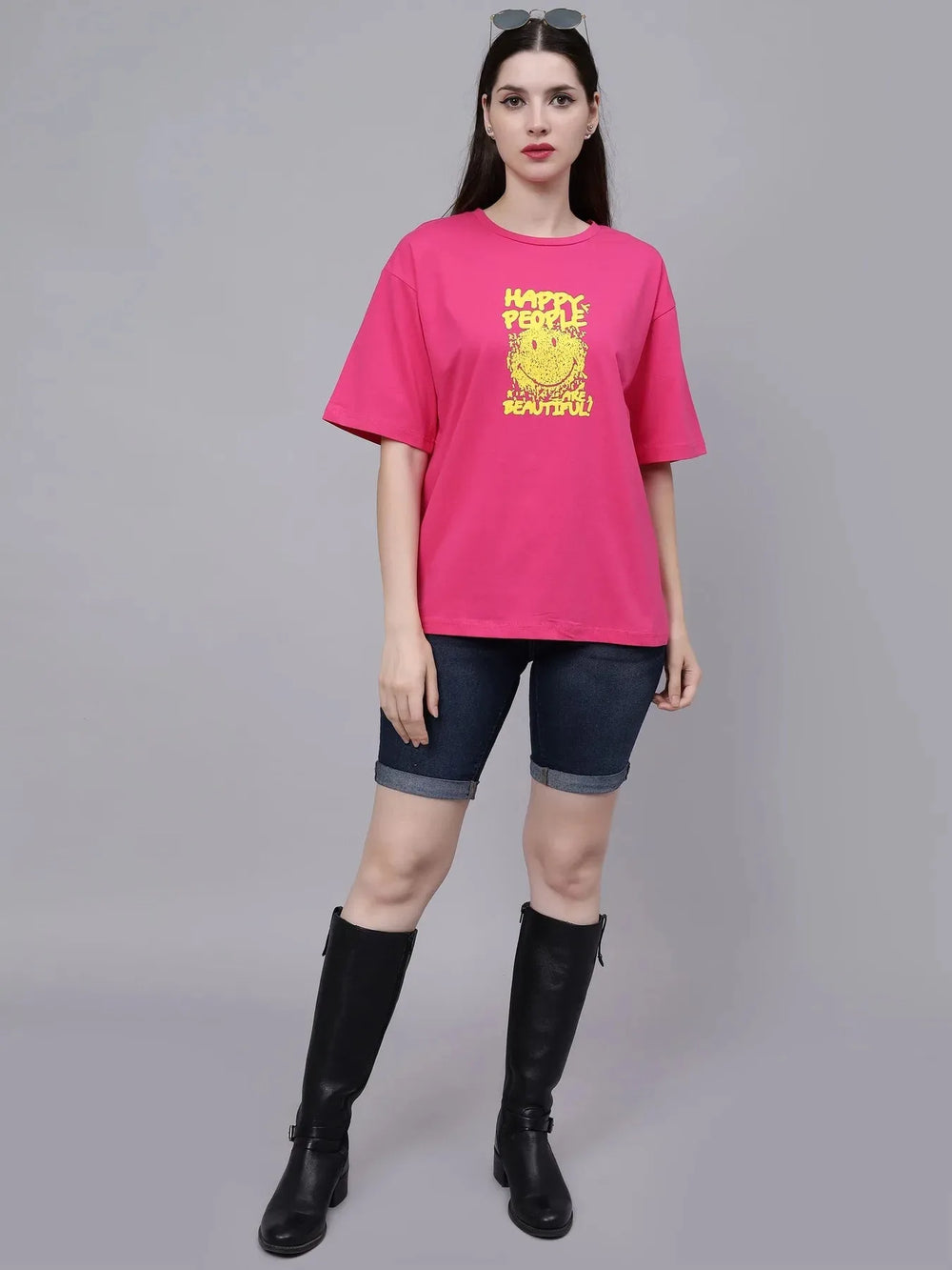 Smiley Oversized Cotton T-Shirt