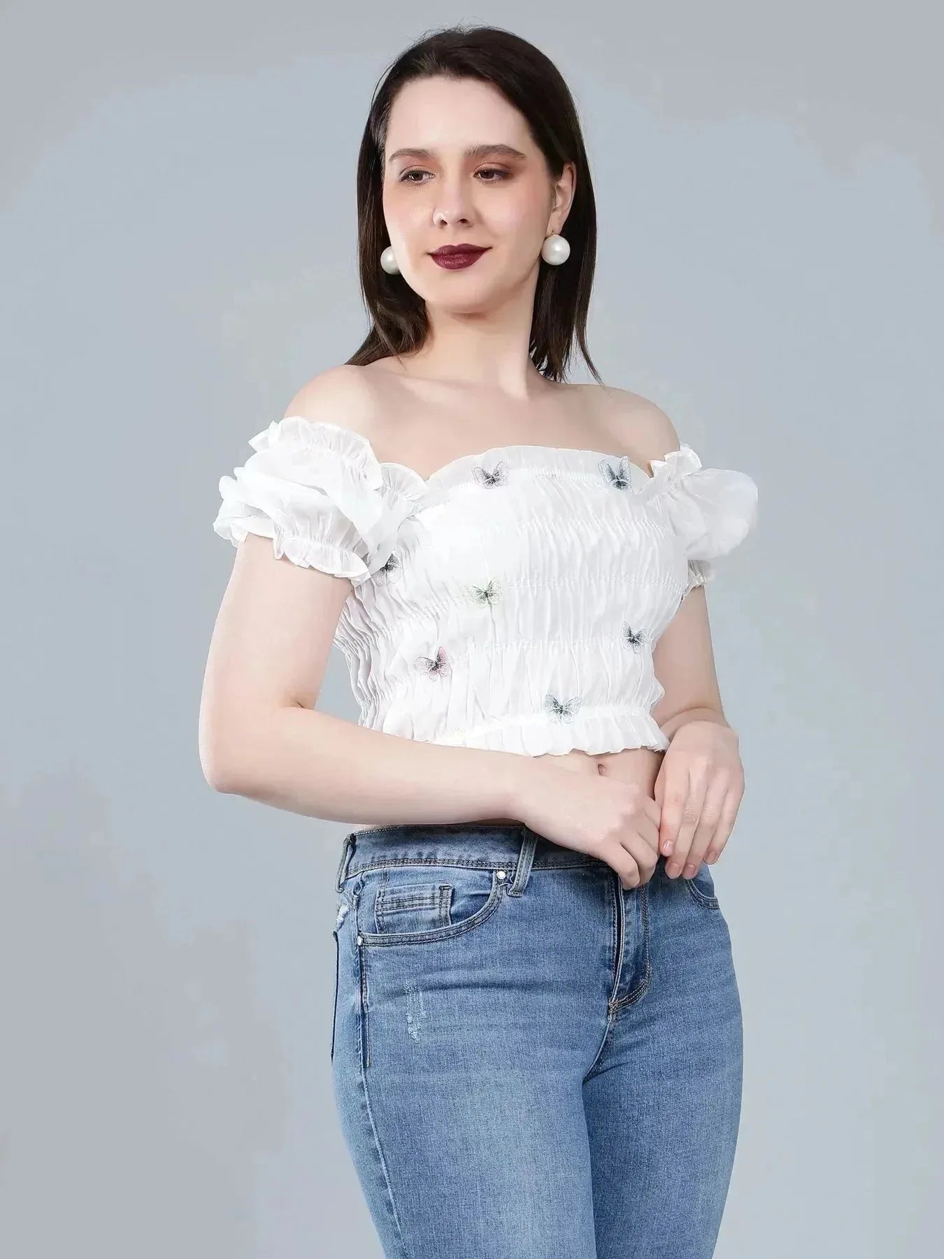 Puff Shoulder Smocked Top