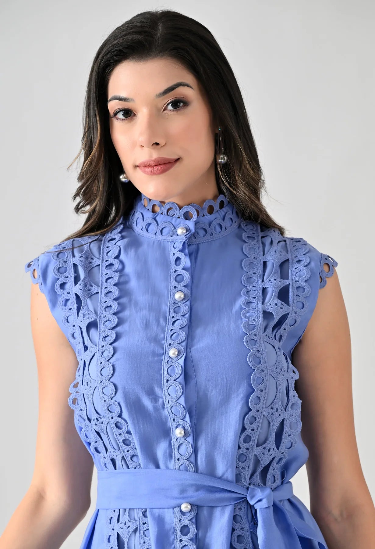 Cut-Out Belted Short Dress