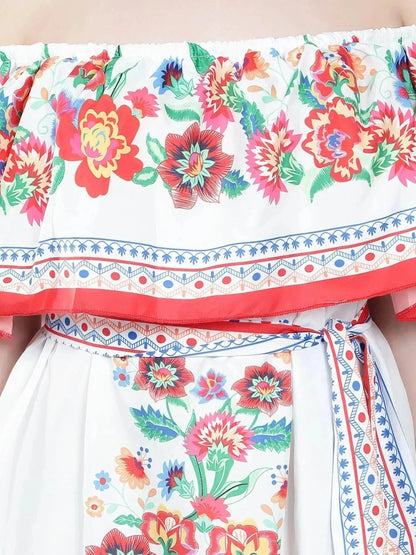 Floral Print Off-Shoulder Maxi Dress