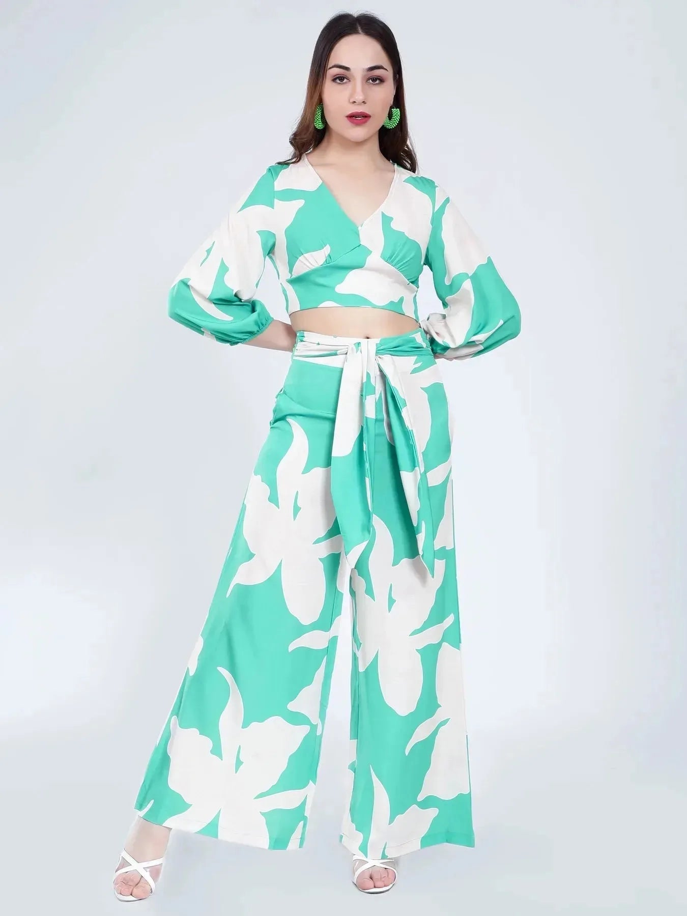Belted Floral Two-Piece Set