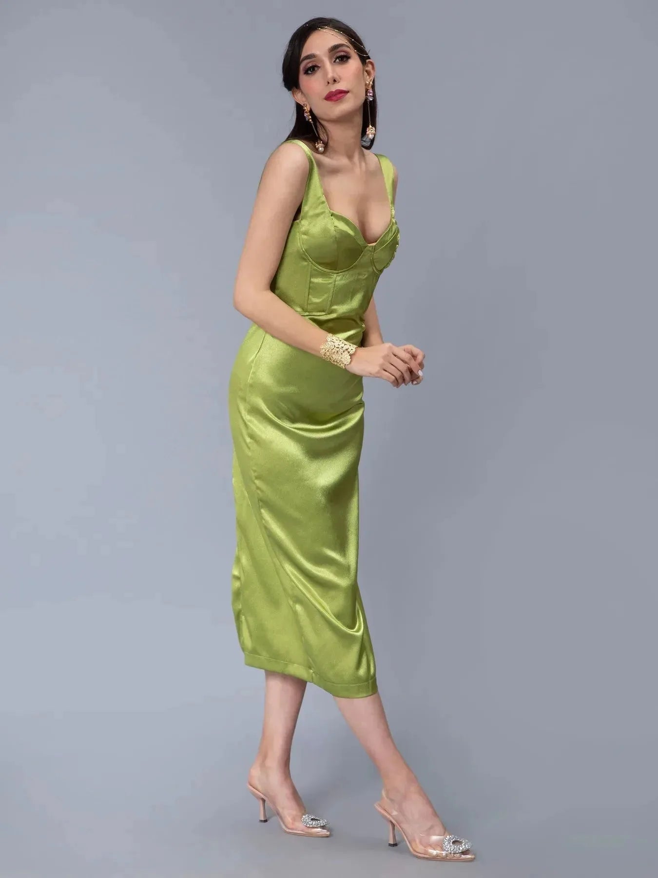 Bra Cups Satin Dress