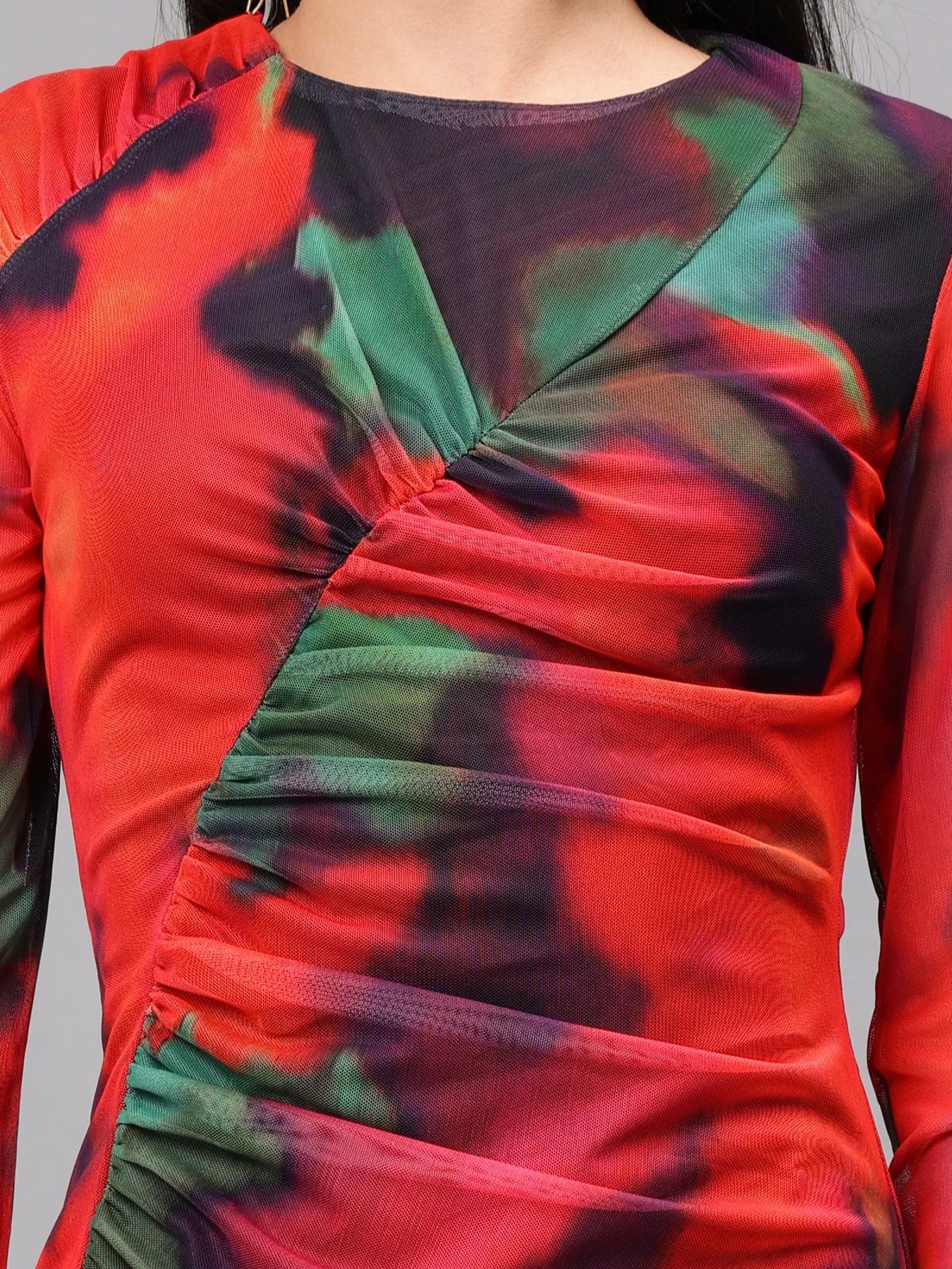 Tie Dye Bodycon Ruched Dress