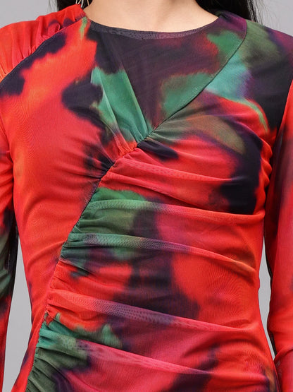 Tie Dye Bodycon Ruched Dress