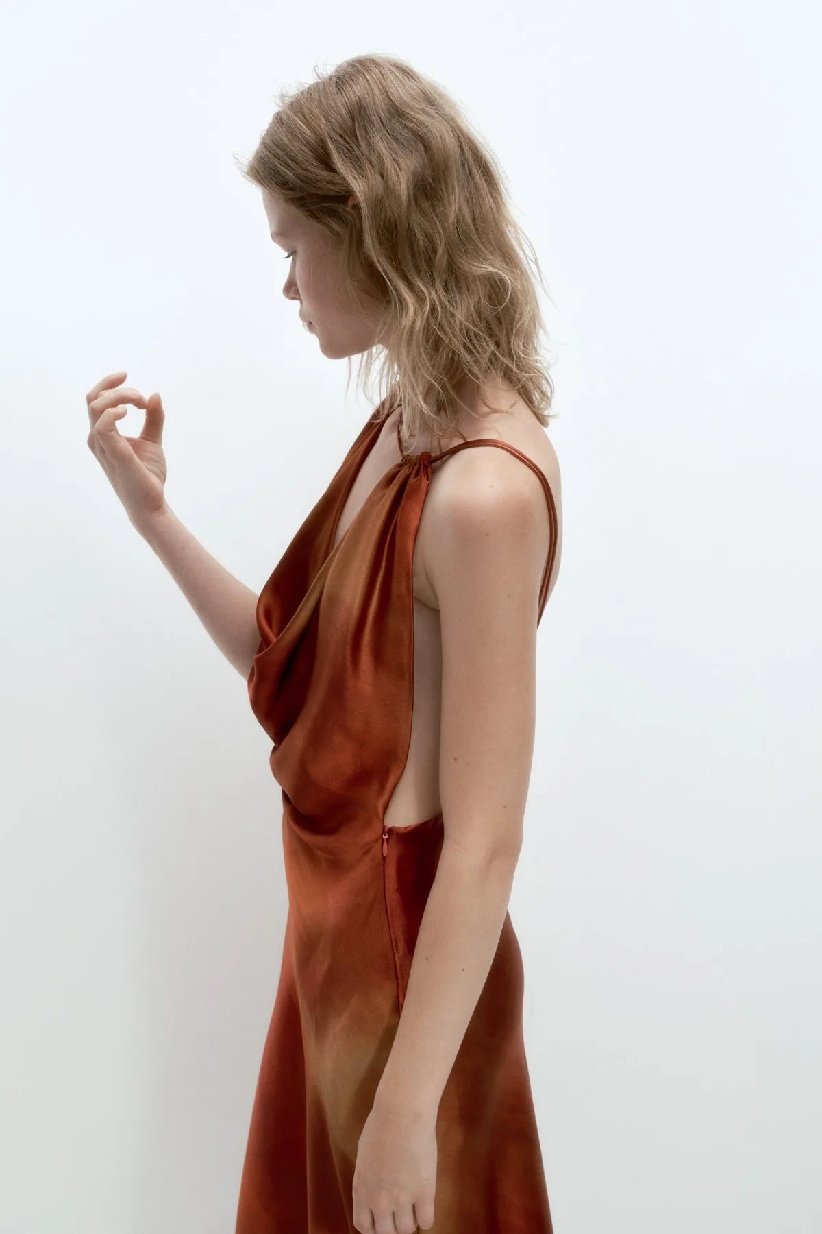 Cowl Neck Satin Dress