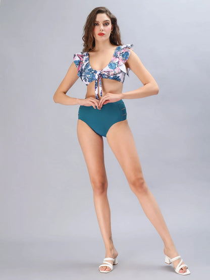 Plunge Tie-Knot Floral Bikini