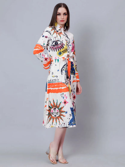 Galaxy Printed Shirt Dress