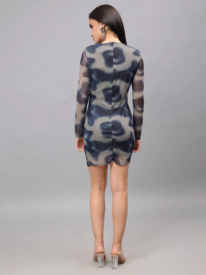 Tie Dye Bodycon Ruched Dress