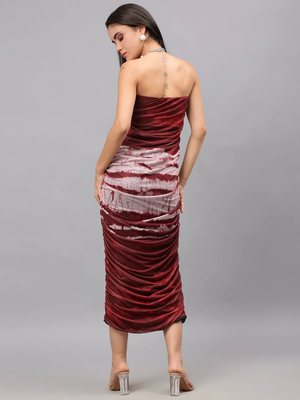 Tie Dye Printed Ruched Dress