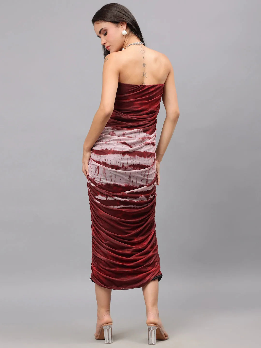 Tie Dye Printed Ruched Dress