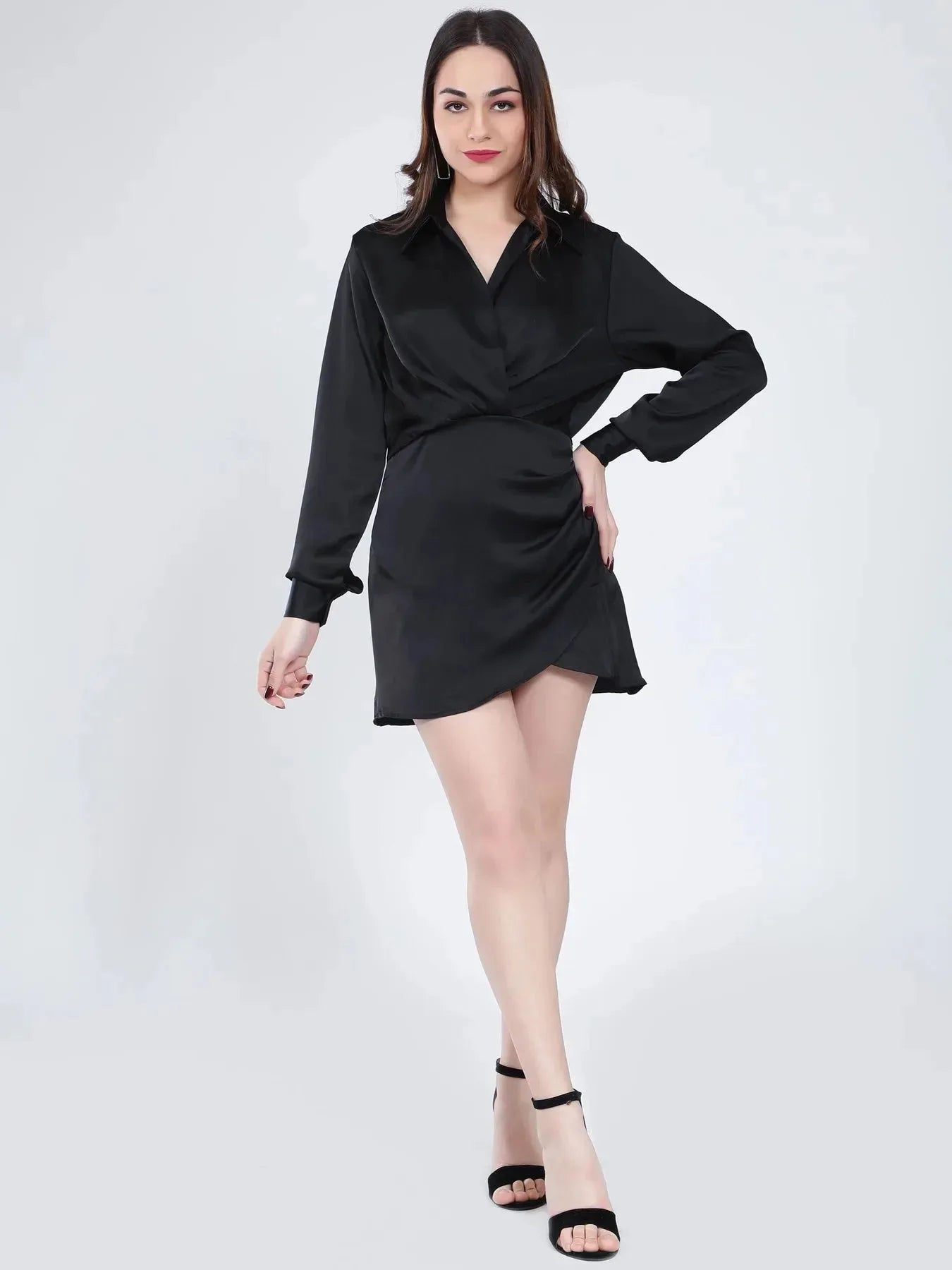 Satin Wrap Short Dress