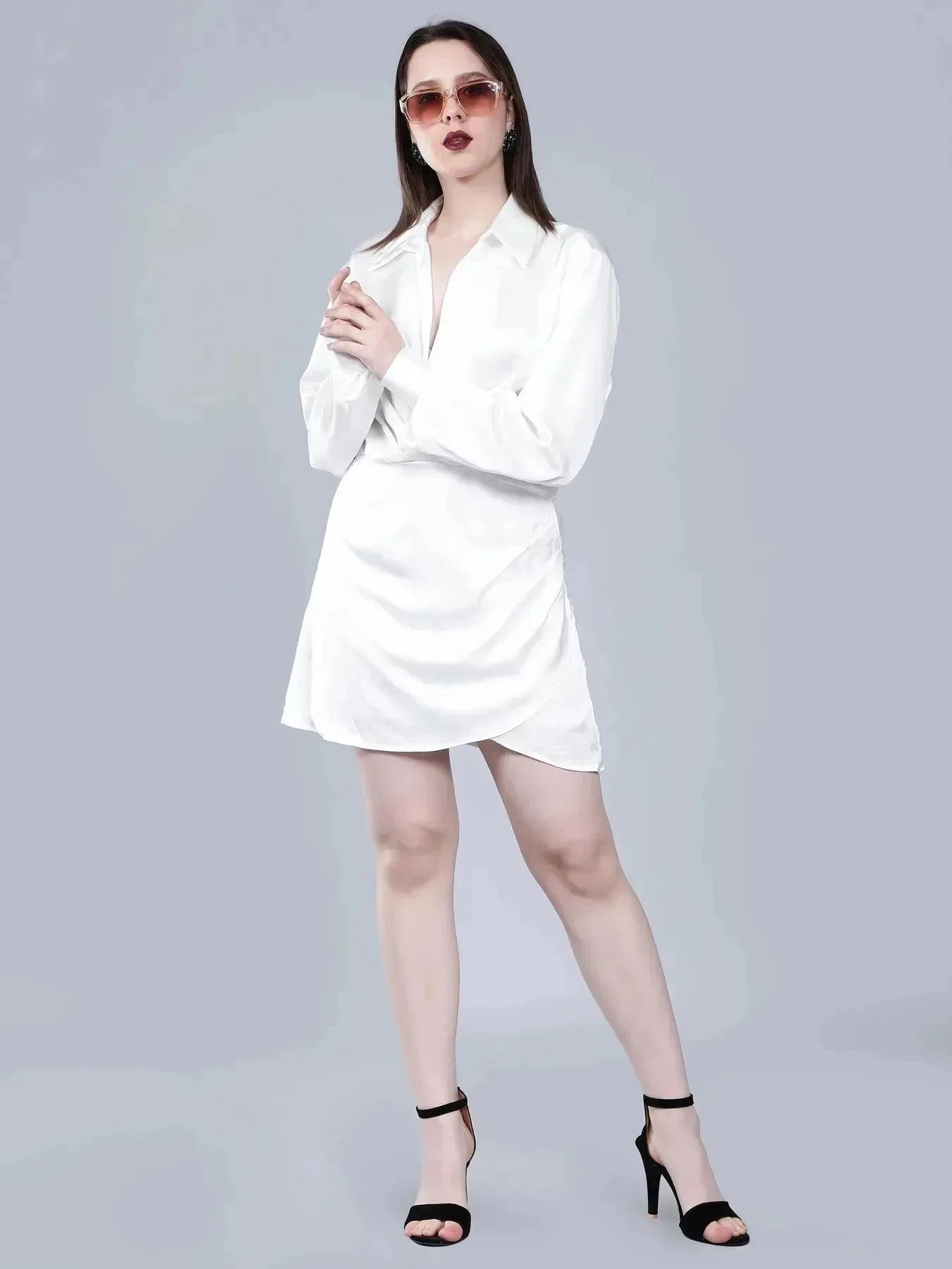 Satin Wrap Short Dress