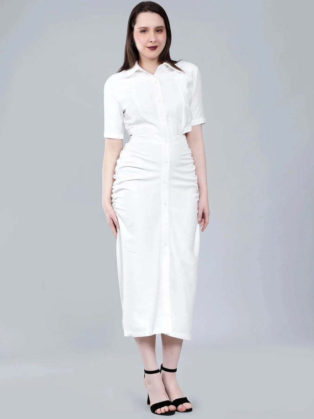 Back Cutout Shirt Dress