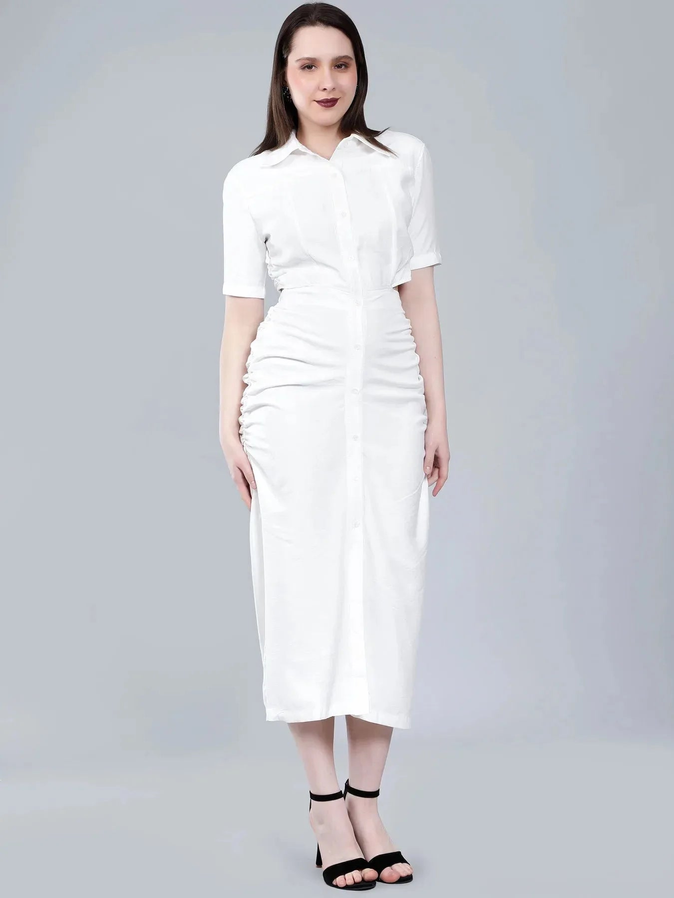 Back Cutout Shirt Dress