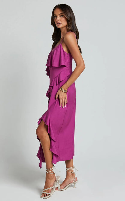 Frill Detail Midi Dress