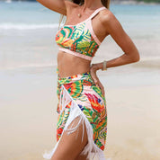 Vintage Printed Three Piece Swimwear