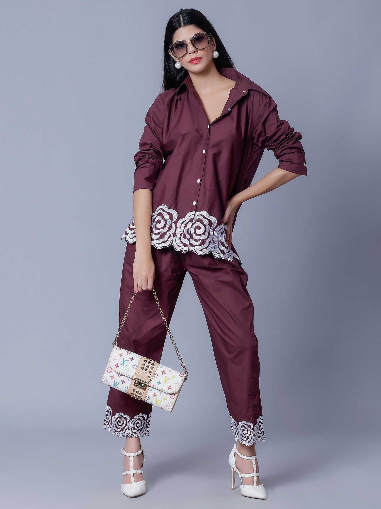 Flower Embroidery Two-Piece Set