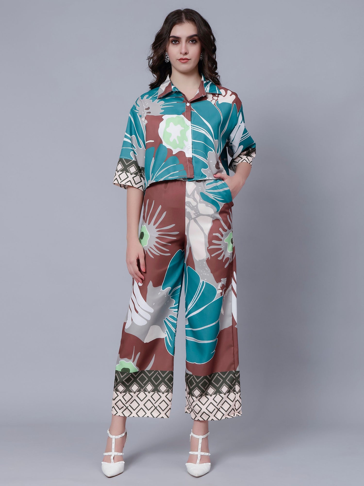 Abstract Printed Two Piece Set
