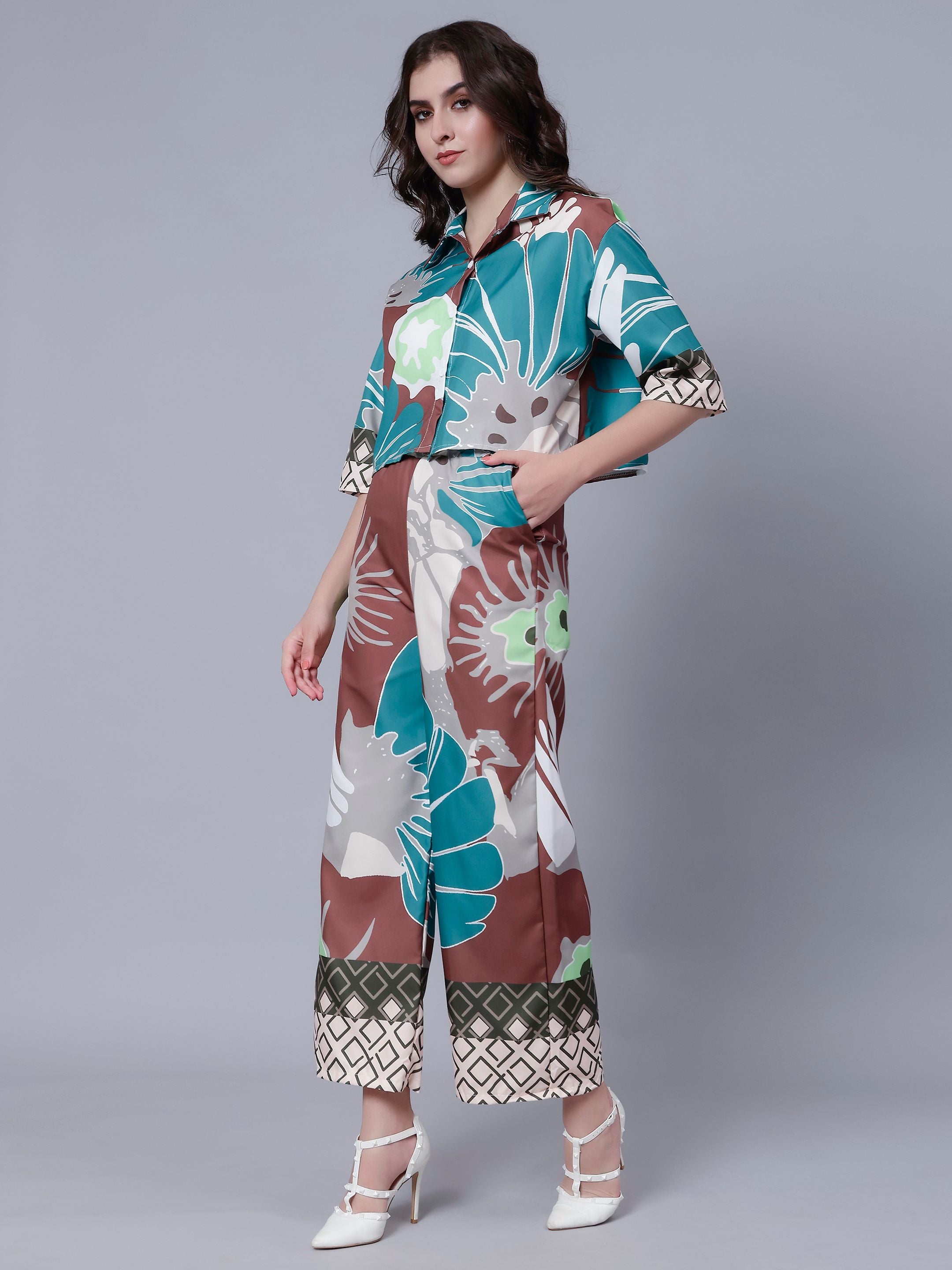 Abstract Printed Two Piece Set