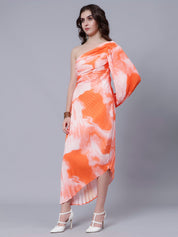 One-Shoulder Pleated Maxi Dress