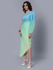 One-Shoulder Pleated Maxi Dress