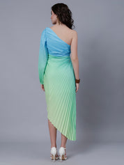 One-Shoulder Pleated Maxi Dress