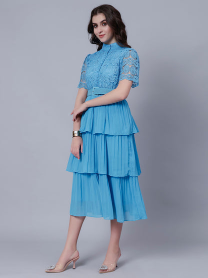 Lace Patchwork Pleated Dress