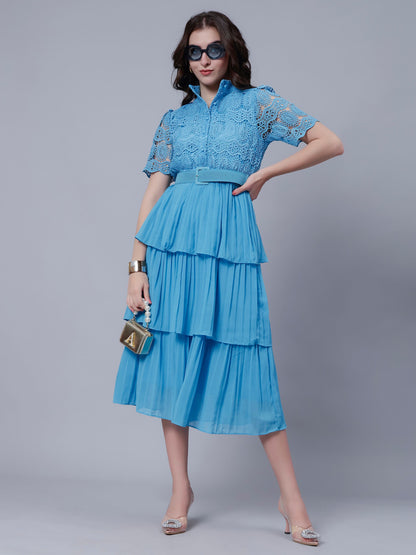 Lace Patchwork Pleated Dress