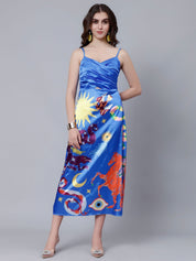 Mystic Animal Printed Satin Dress