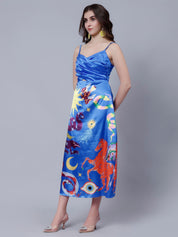 Mystic Animal Printed Satin Dress