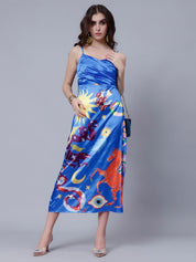 Mystic Animal Printed Satin Dress