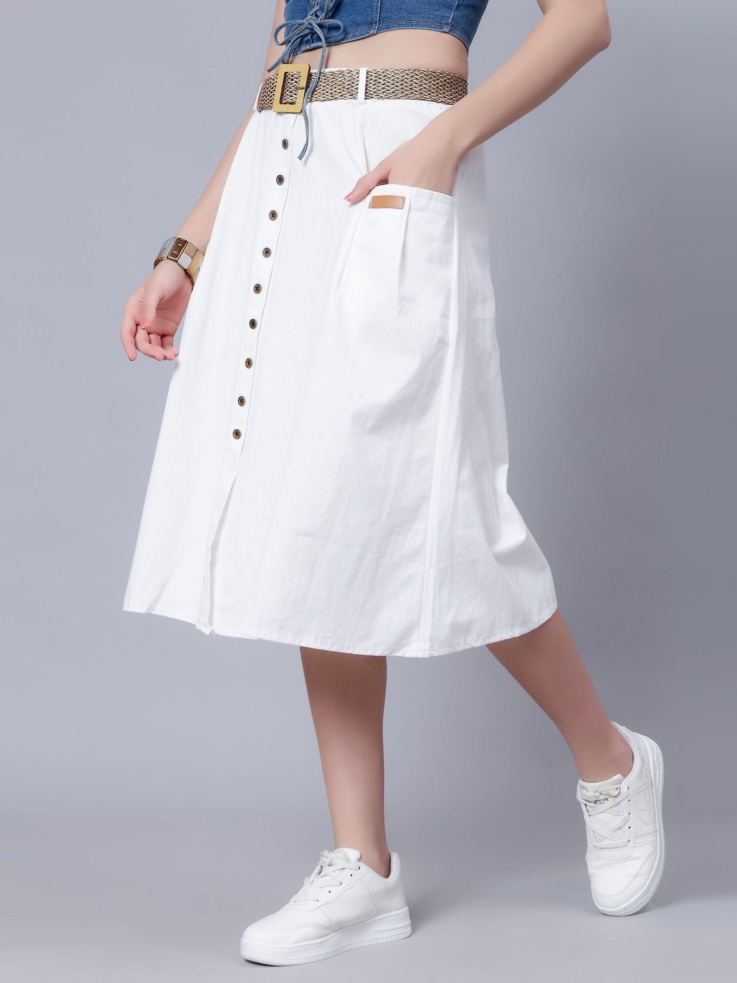 Classic Cotton Midi Skirt