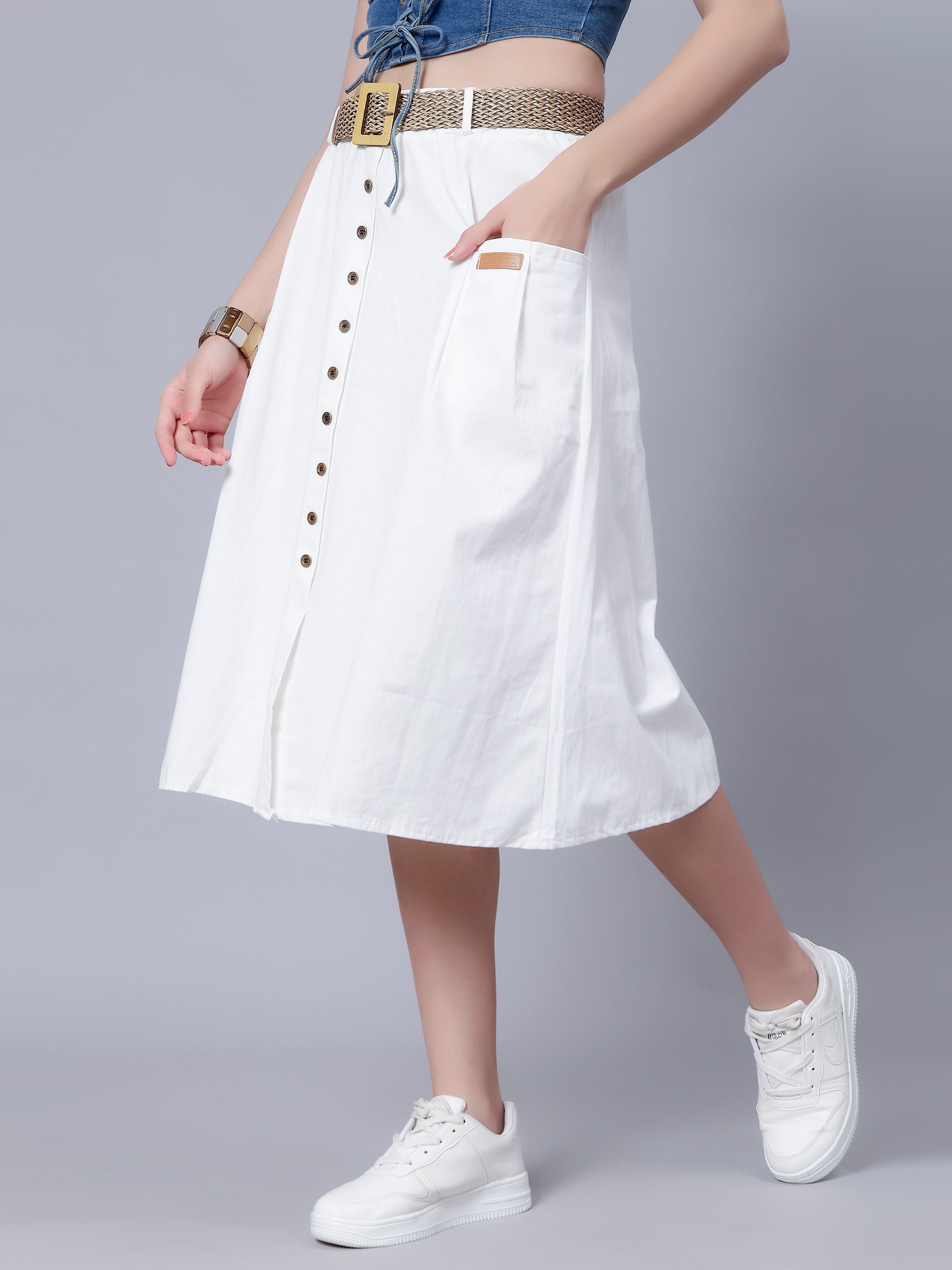 Classic Cotton Midi Skirt