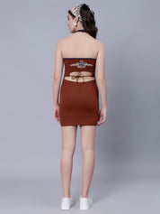 Halter Bodycon Dress With Shirt