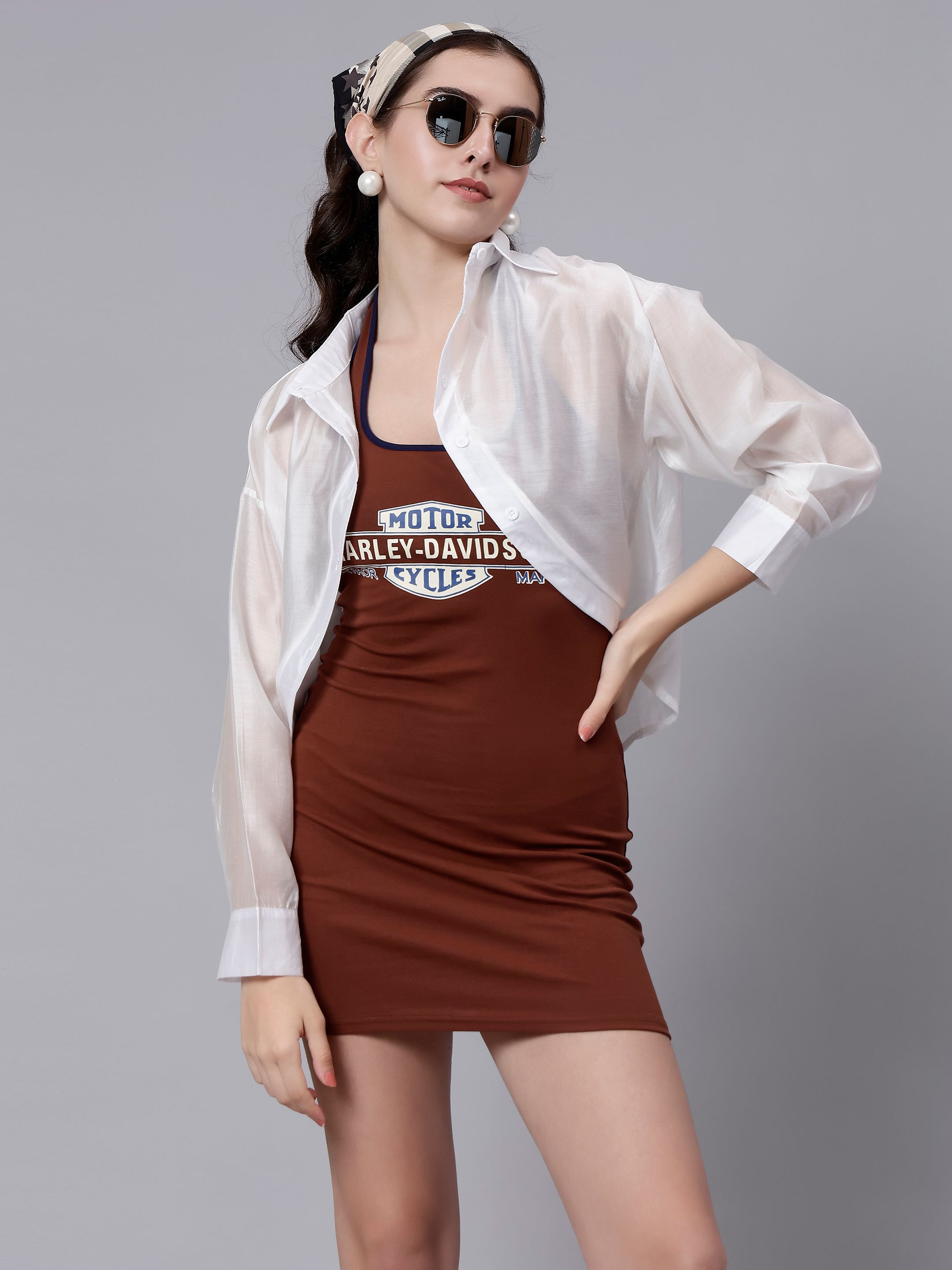 Halter Bodycon Dress With Shirt