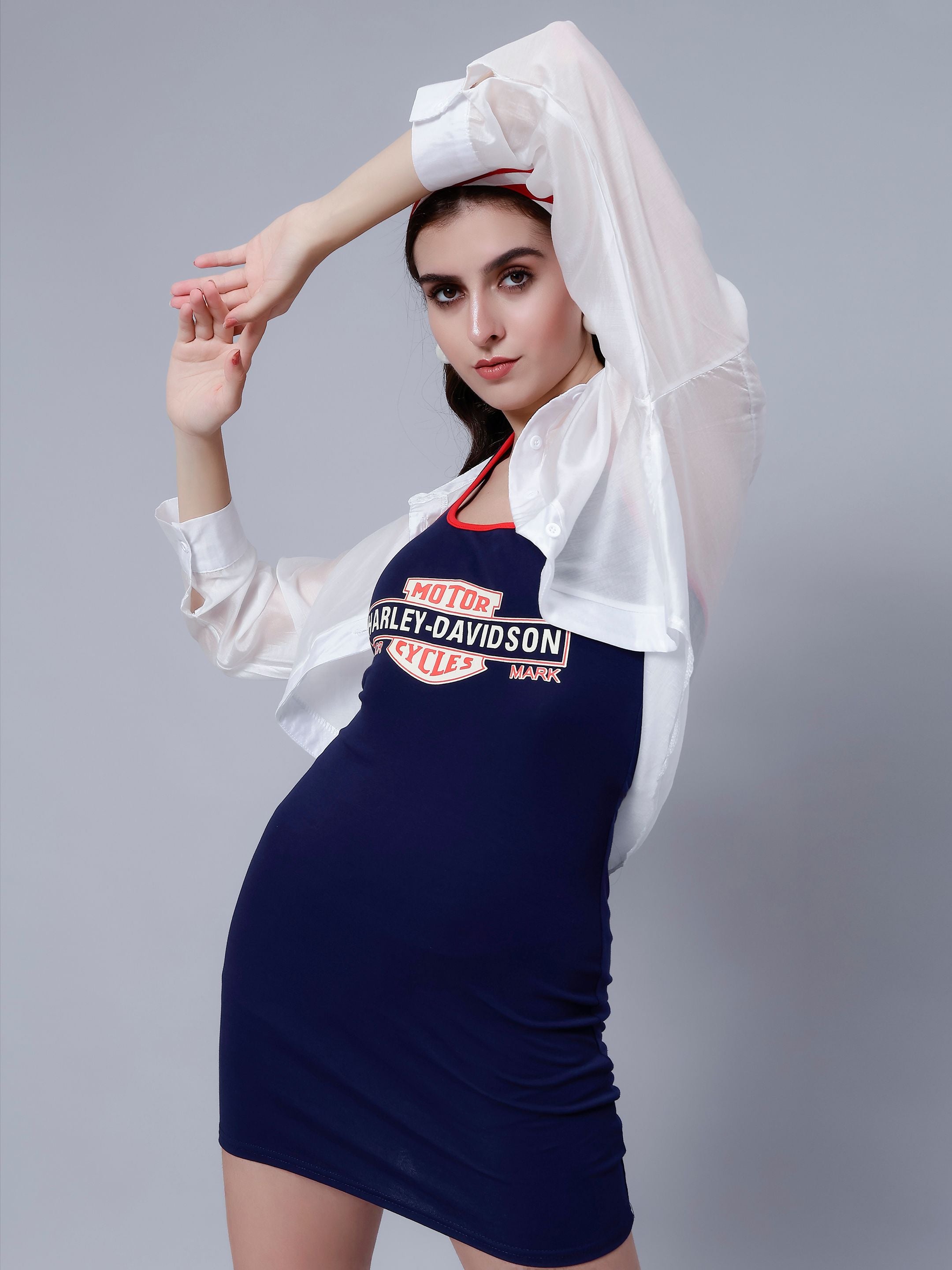 Halter Bodycon Dress With Shirt