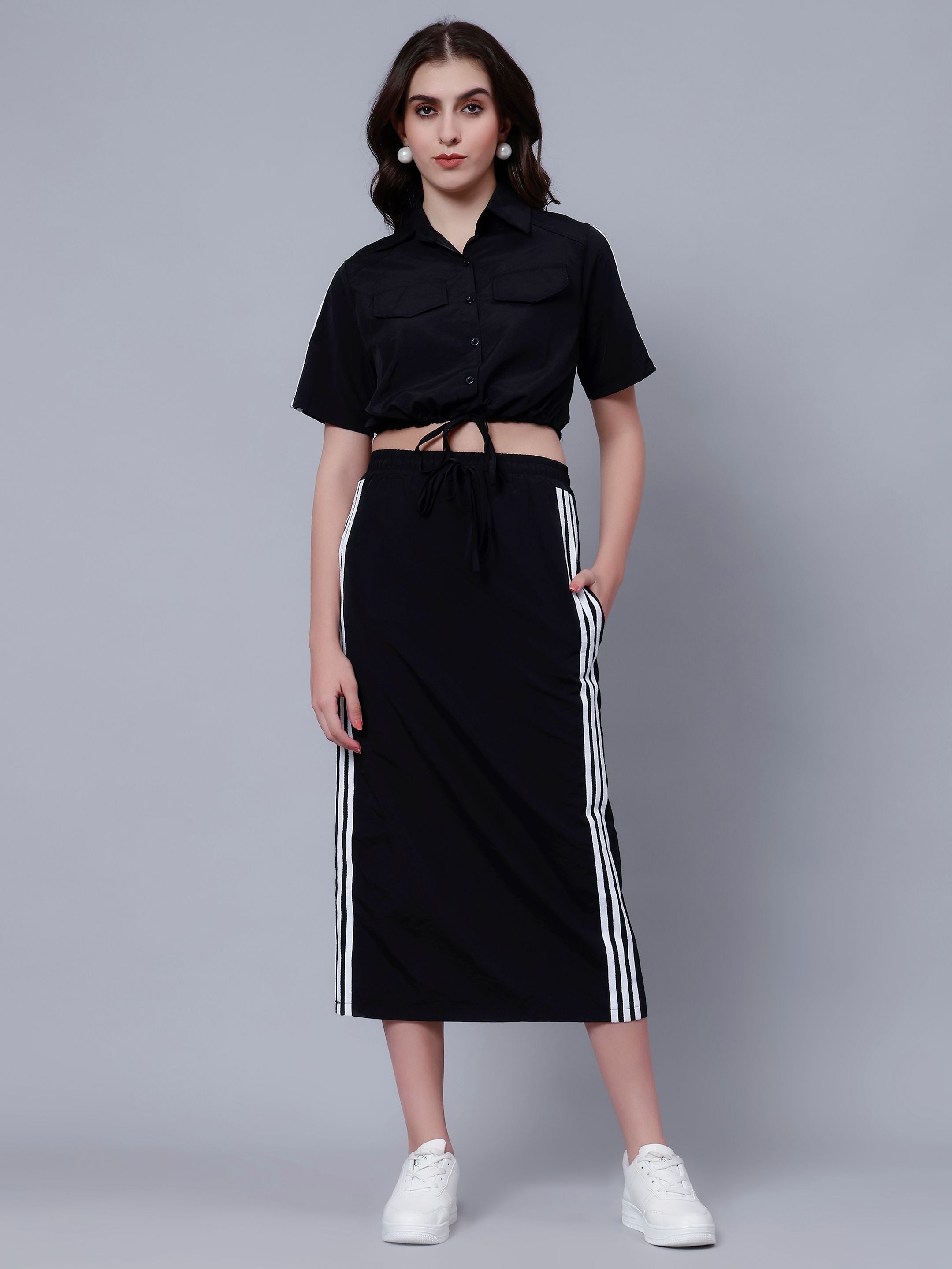 Sporty Crop Top and Skirt Set