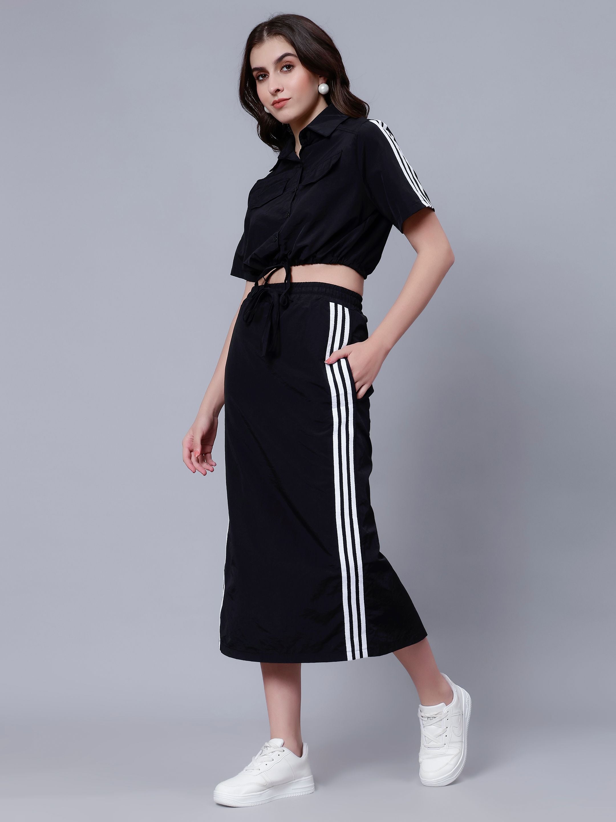 Sporty Crop Top and Skirt Set