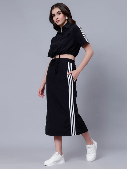 Sporty Crop Top and Skirt Set