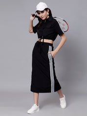 Sporty Crop Top and Skirt Set
