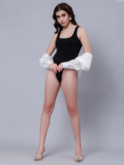 Black Ribbed High Cutout Bodysuit