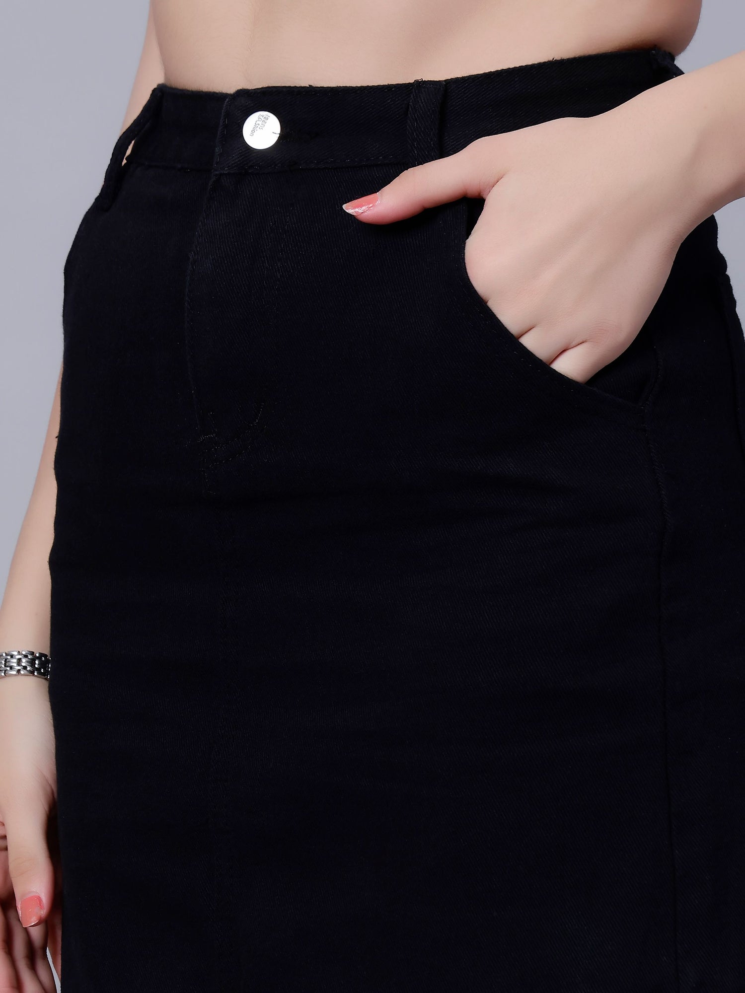 High Waist A-line Denim Skirt