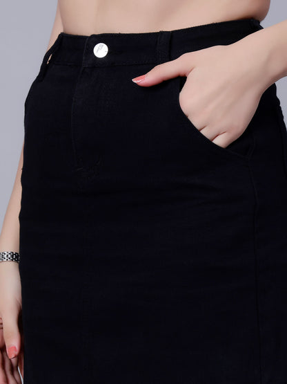 High Waist A-line Denim Skirt