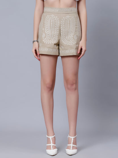 Embroidered Exquisite Pattern Shorts