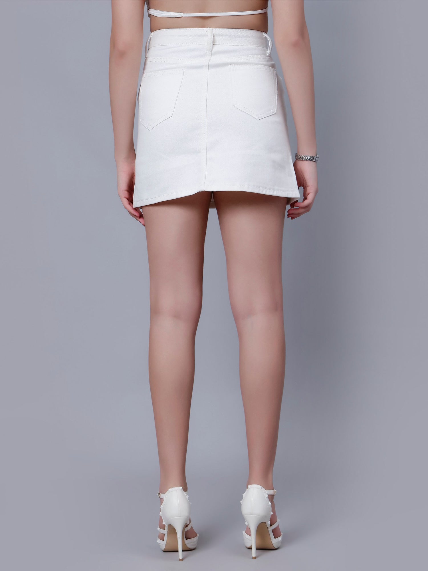 High Waist A-line Denim Skirt