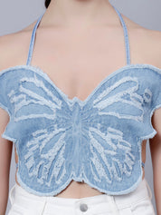Butterfly Halter Crop Top